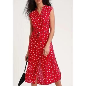 Billabong "Little Flirt" Midi Dress Red Small Boho Summer Dress
